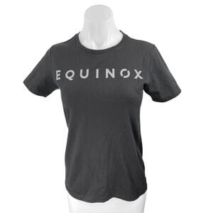 Equinox Women's Black Short Sleeve Crew Neck Knit Slim Fit Tee T-Shirt Top Sz M